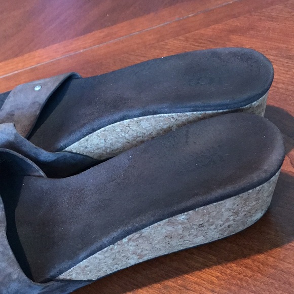 Ugg brown leather wedge sandals shoes size 8 - Picture 11 of 14